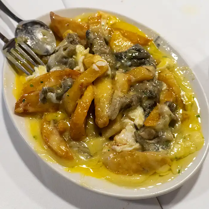 Huevos estrellados del restaurante La Hermandad de Pescadores de Hondarribia